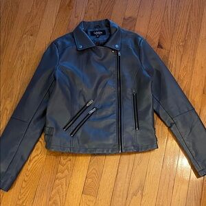 New York CoffeeShop Women's dark  gray faux Leather Jacket
Like new